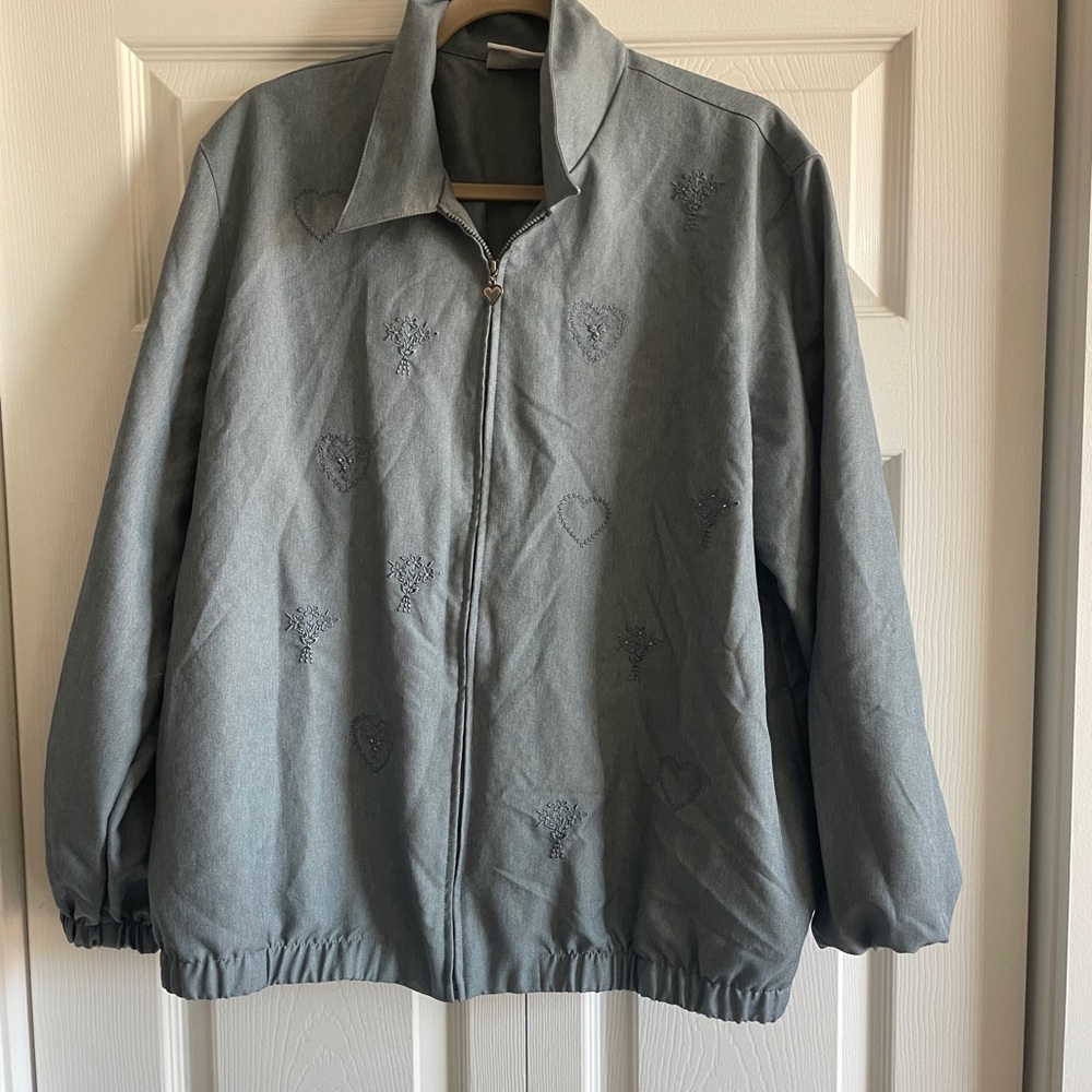 Gray Blue Embroidered Jacket